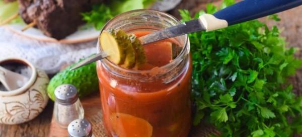 Огурцы на зиму в томатно перцовой заливке Огурцы на зиму в томатно перцовой заливке