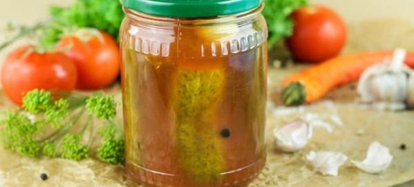 Огурцы в томате с хреном на зиму Огурцы в томате с хреном на зиму