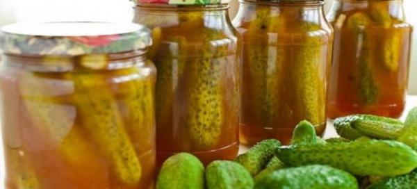 Сладкие огурцы в томате на зиму Сладкие огурцы в томате на зиму